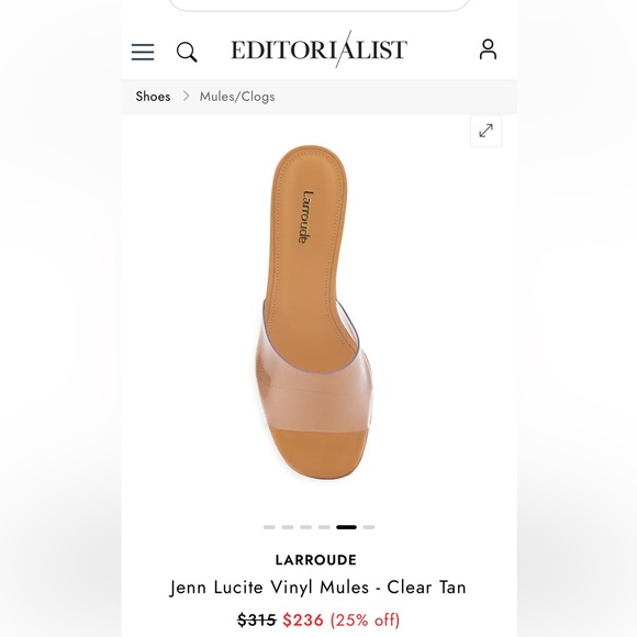 LARROUDE 
Jenn Lucite Vinyl Mules - Clear Tan - Picture 5 of 12